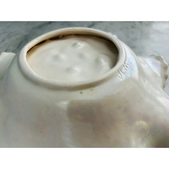 Majolica Ceramic Hand Painted Candy Dish Bowl Grape Design Gold Trim Signed JLM - Picture 7 of 16